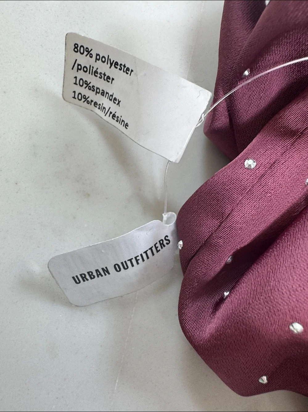 Urban Outfitters Plum large  Satin Scrunchie with Silver embellishments